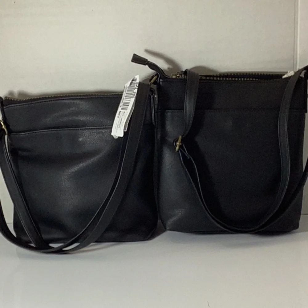 Style & Co Hudsonn North South Crossbody Bag Women's Black Top Zip Closure